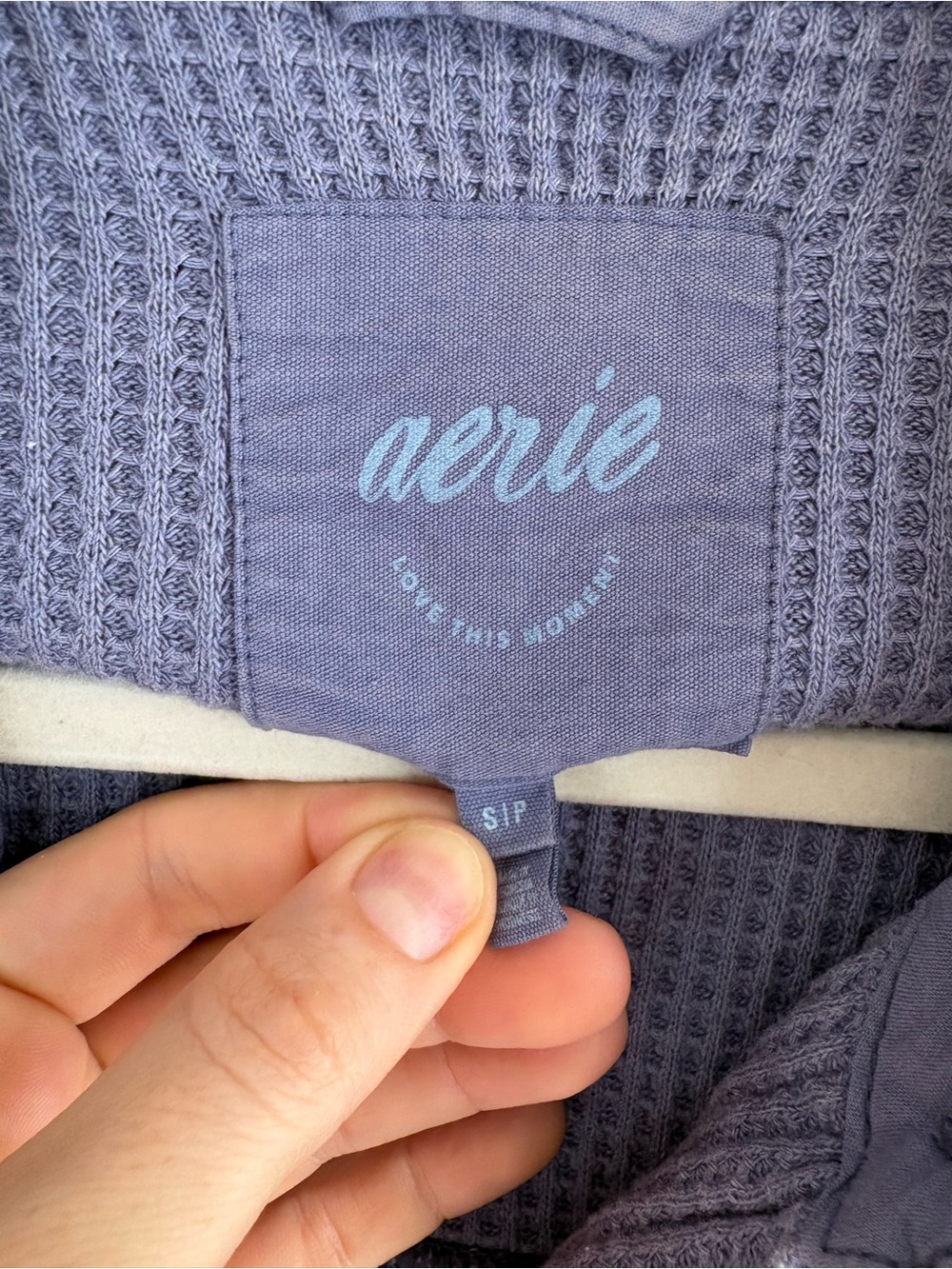 Aerie LumberJane Oversized Waffle Knit Button Shirt Jacket Shacket Dusty Blue S - Picture 3 of 9